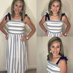 Vertical striped midi dress